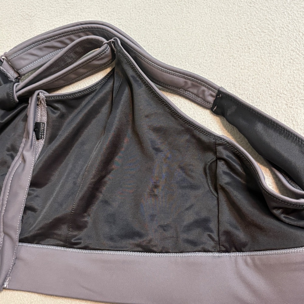 VFUS Women Charcoal Gray Front Zip High Impact Sports Bra XX-Large Adjustable - Picture 5 of 7